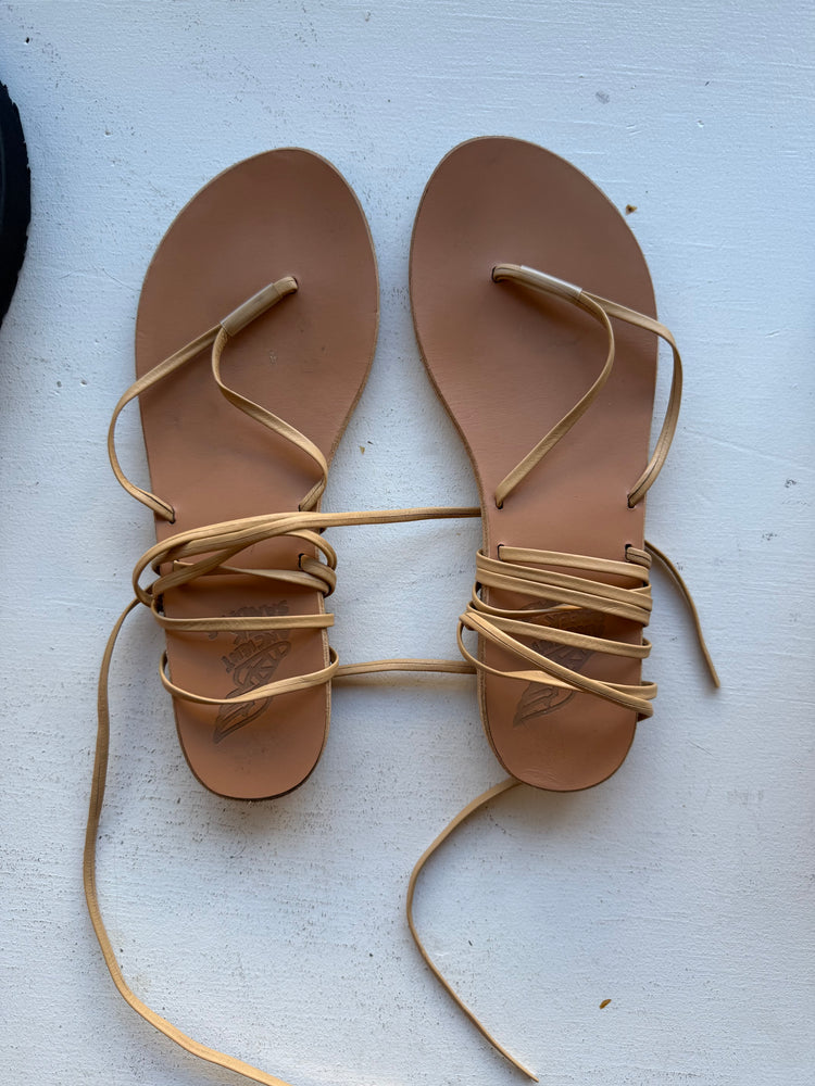 
                  
                    ANCIENT GREEK SANDALS Beige Tie Up Flat Sandal Size 39
                  
                
