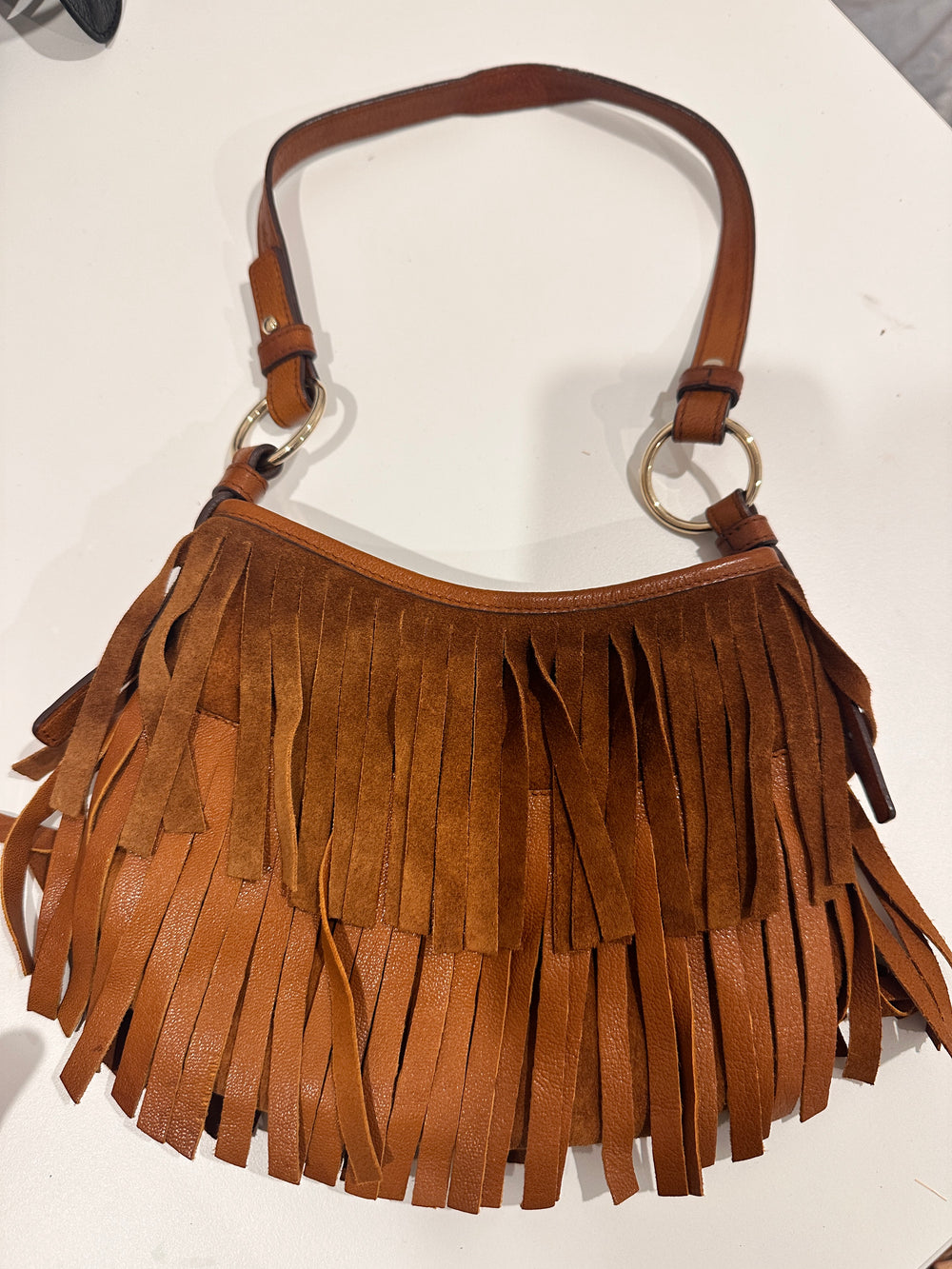 SAINT LAURENT Fringe Suede Bag