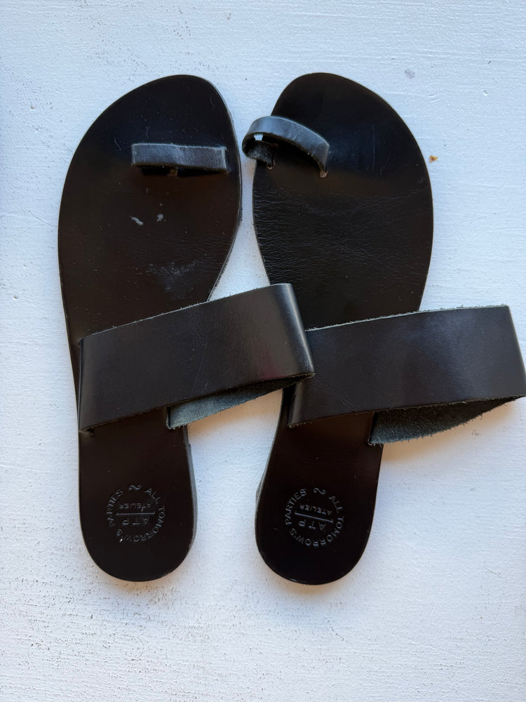 
                  
                    ALL TOMORROWS PARTIES ATP ATELLIER black flat sandals size 38
                  
                