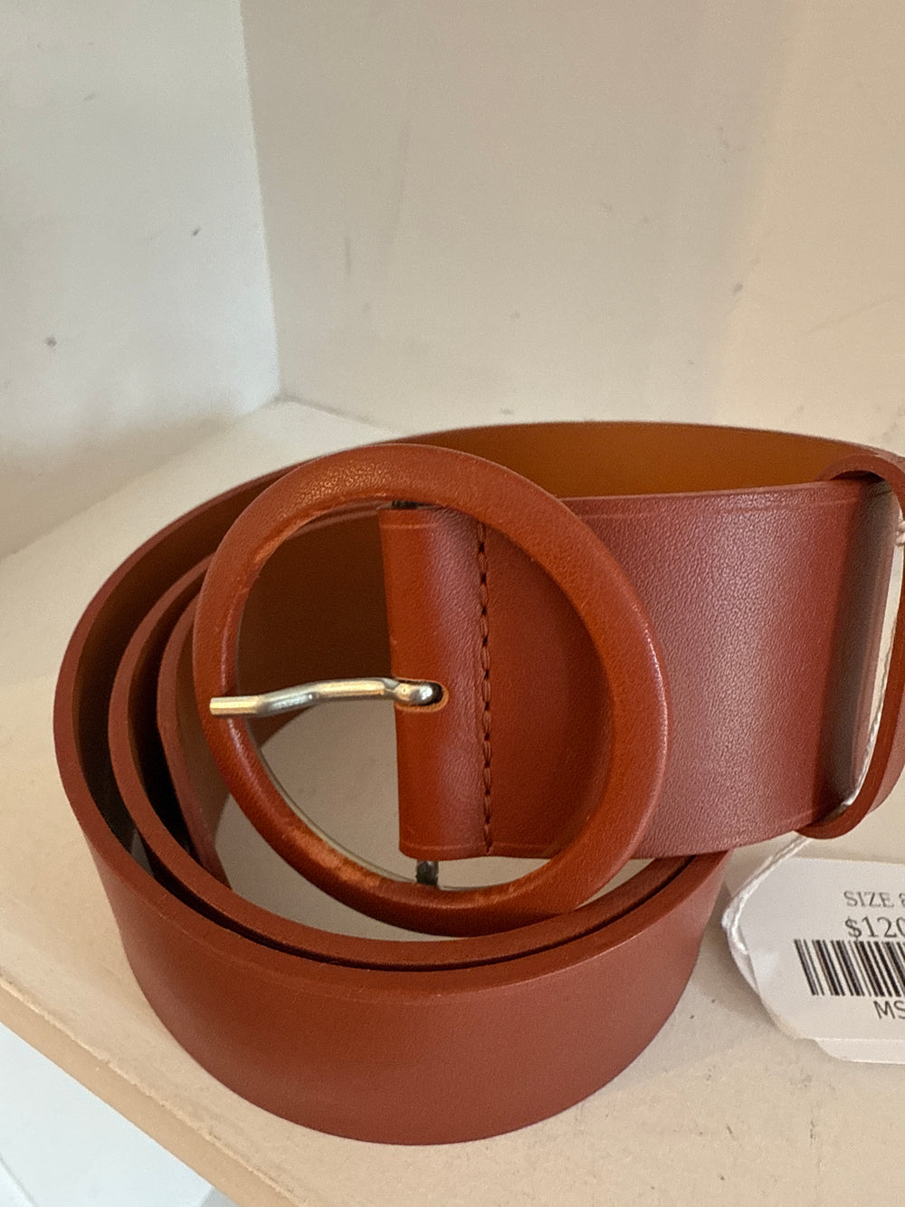 MAISON BOINET Brown (red tone) leather belt 80