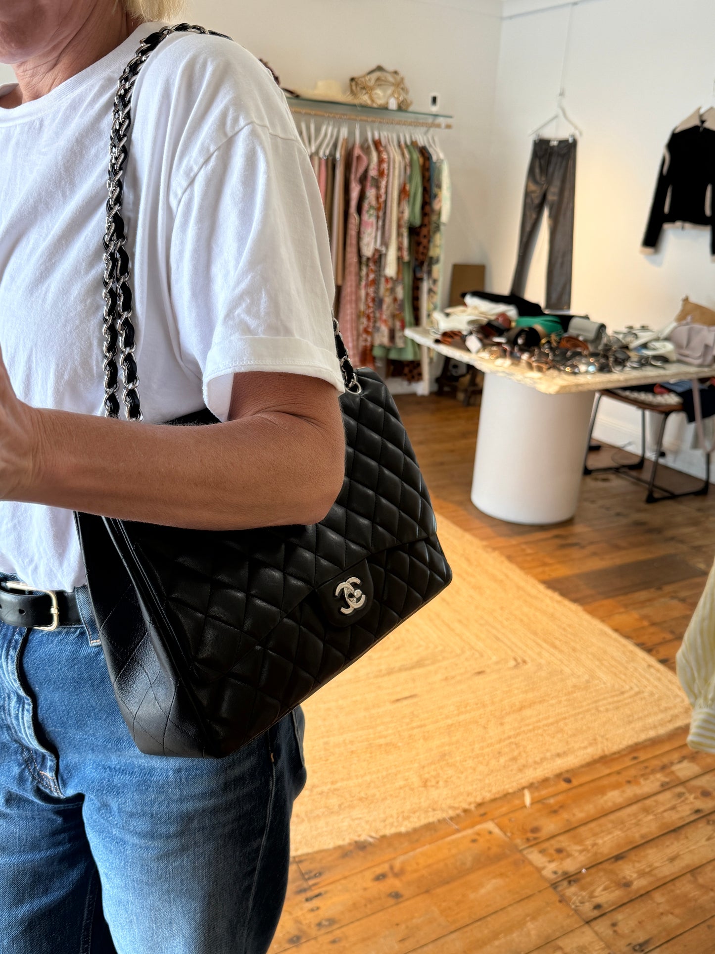 
                  
                    CHANEL Single Flap Lambskin Jumbo Bag
                  
                
