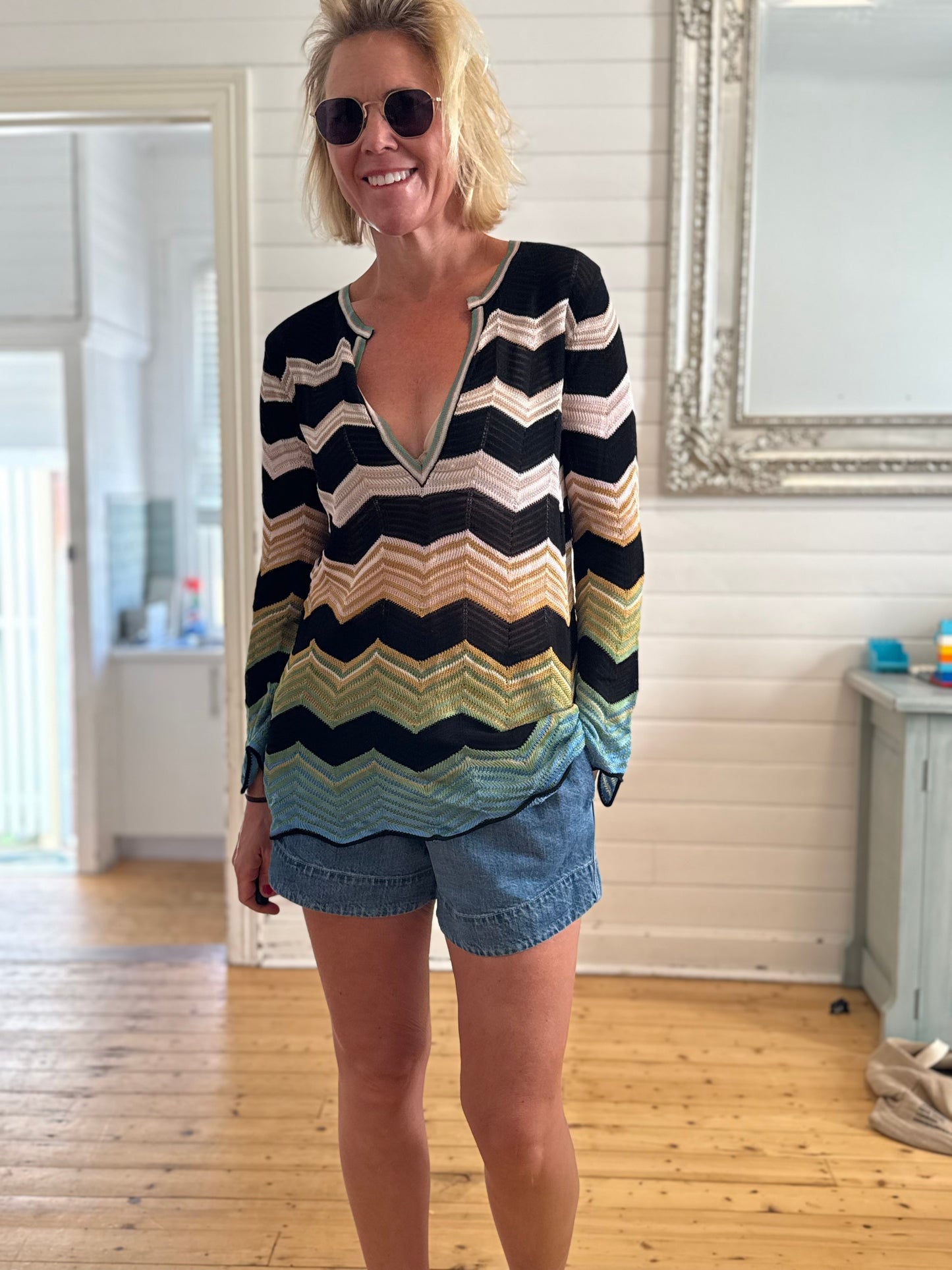 
                  
                    MISSONI Zigzag long sleeve knit/mini dress 42
                  
                