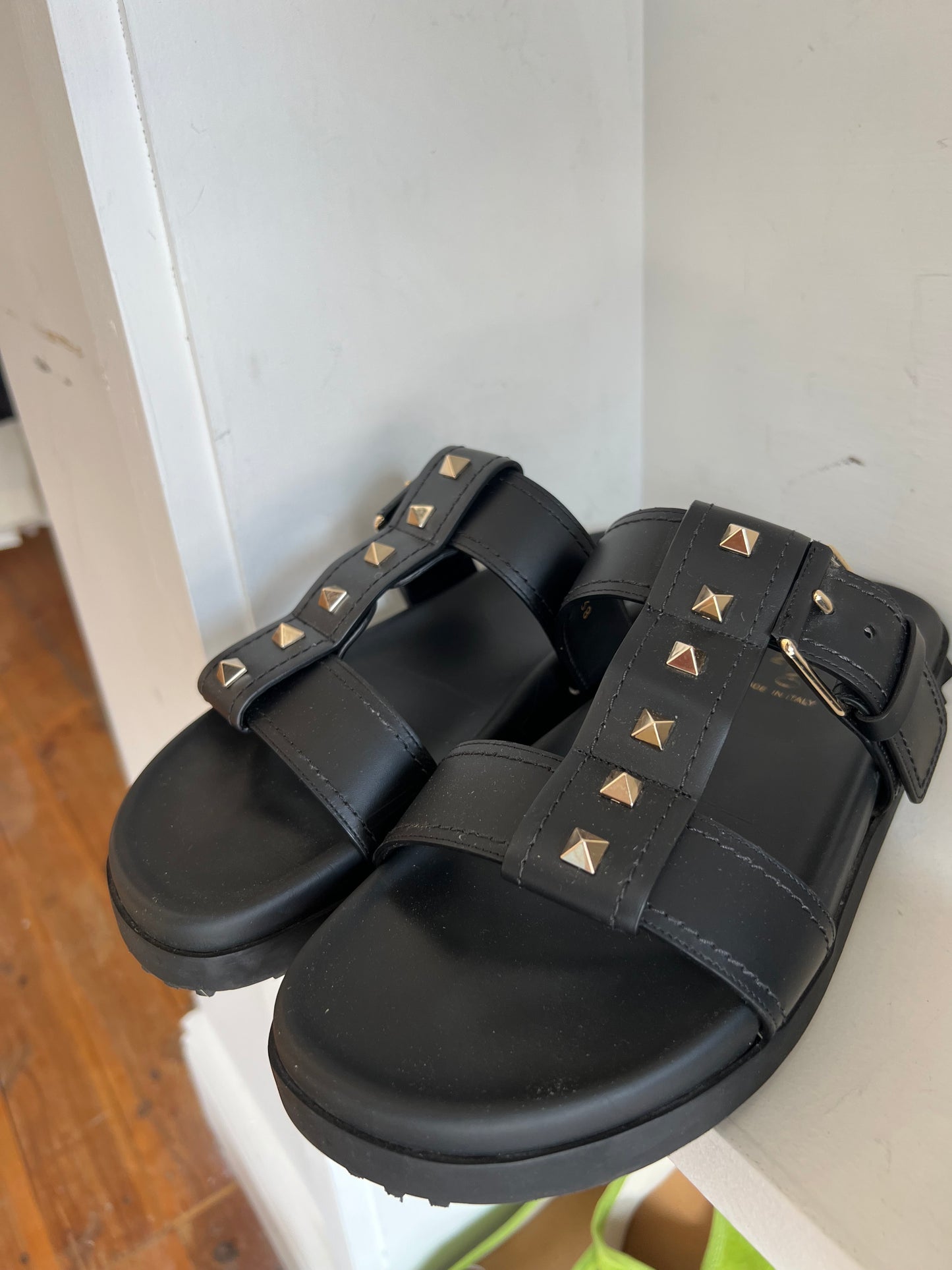 
                  
                    VALENTINO Rockstud buckled slide sandal 38
                  
                