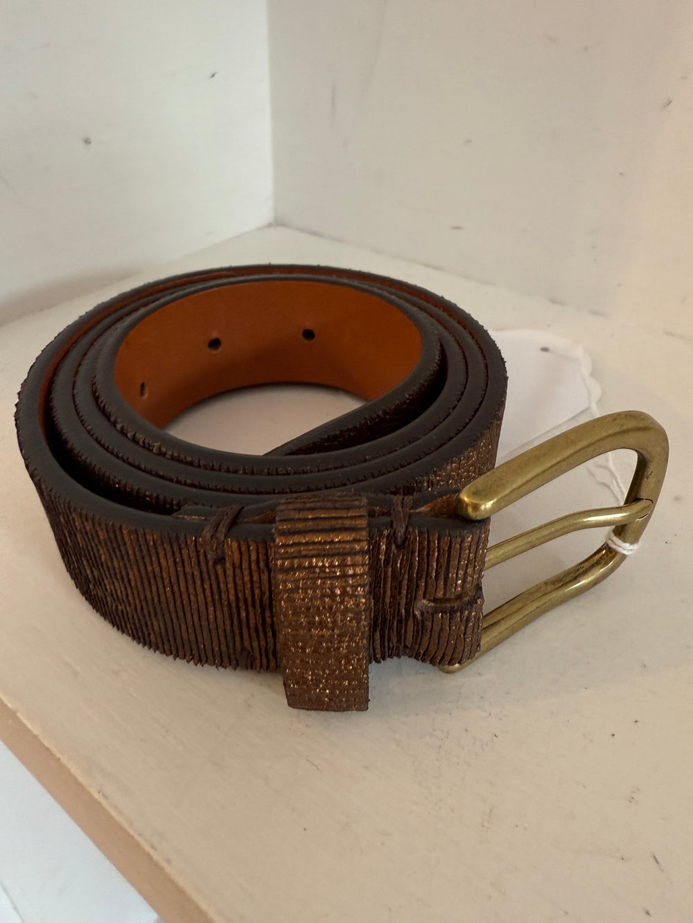 POST & CO Brown with metallic leather belt 90