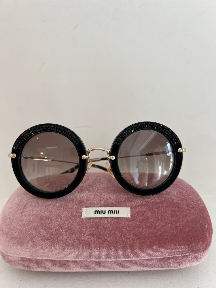 
                  
                    MIU MIU Round Crystal Studded Sunglasses
                  
                