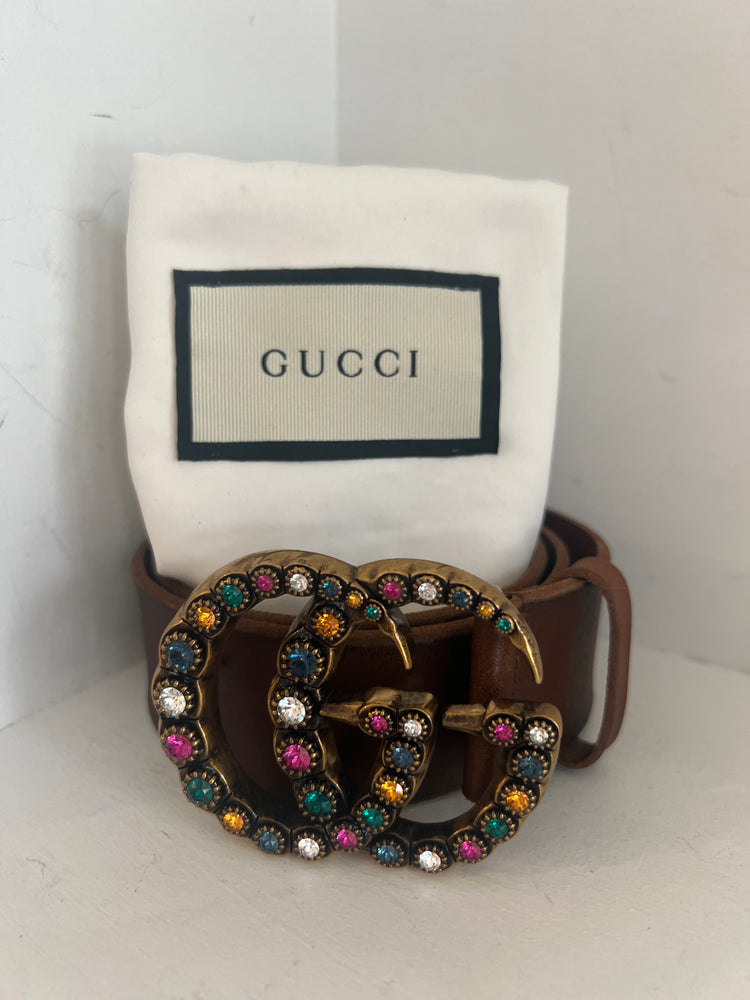 
                  
                    GUCCI Calfskin Crystal Double G Belt
                  
                