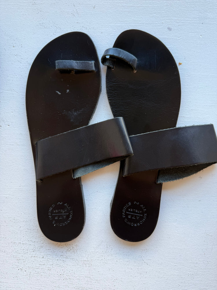 
                  
                    ALL TOMORROWS PARTIES ATP ATELLIER black flat sandals size 38
                  
                