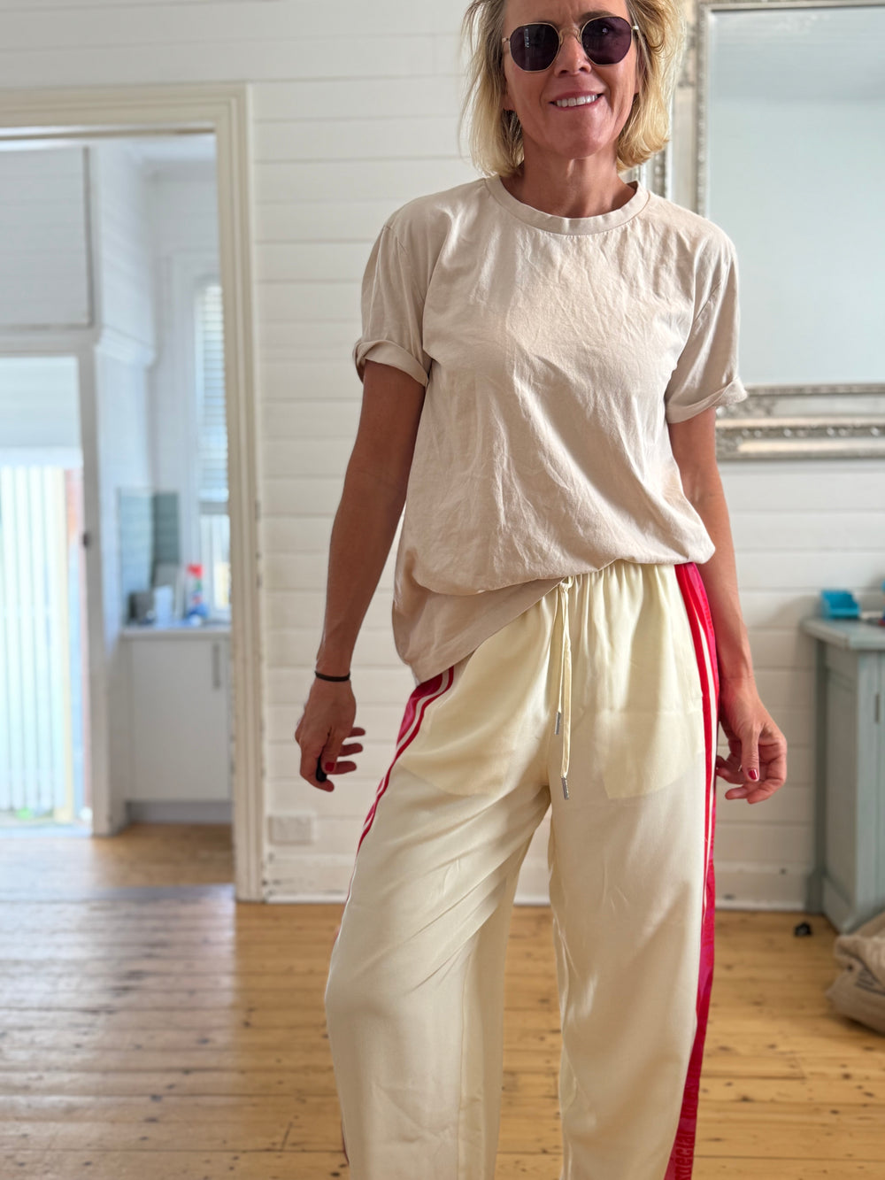 VERY SPECIAL Silk stripe pants Medium