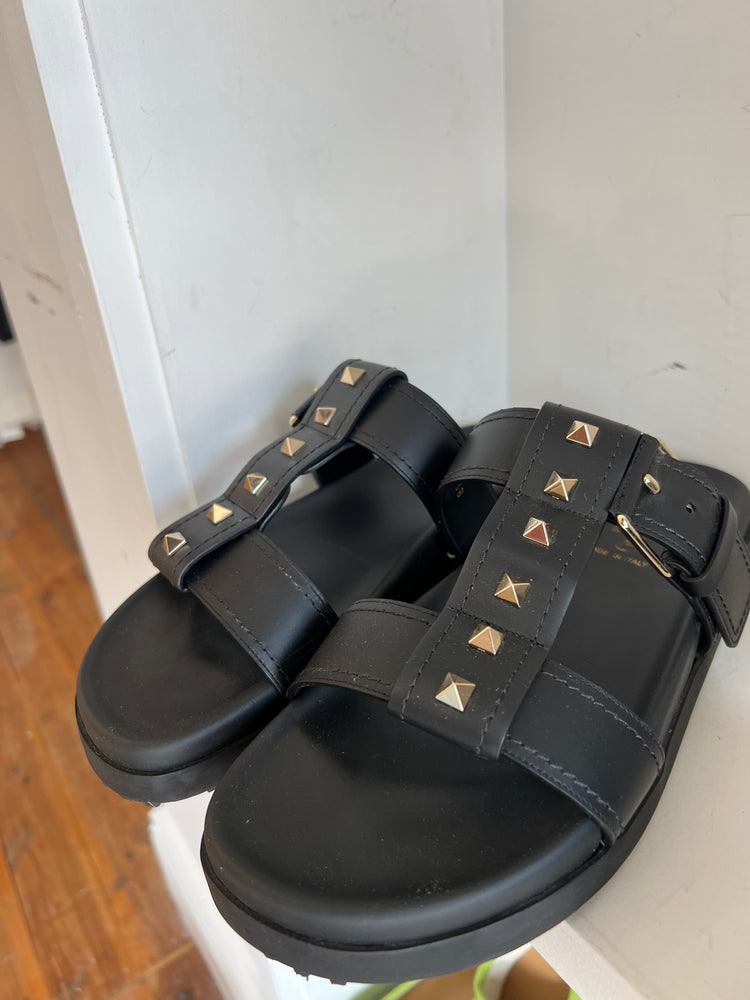 
                  
                    VALENTINO Rockstud buckled slide sandal 38
                  
                