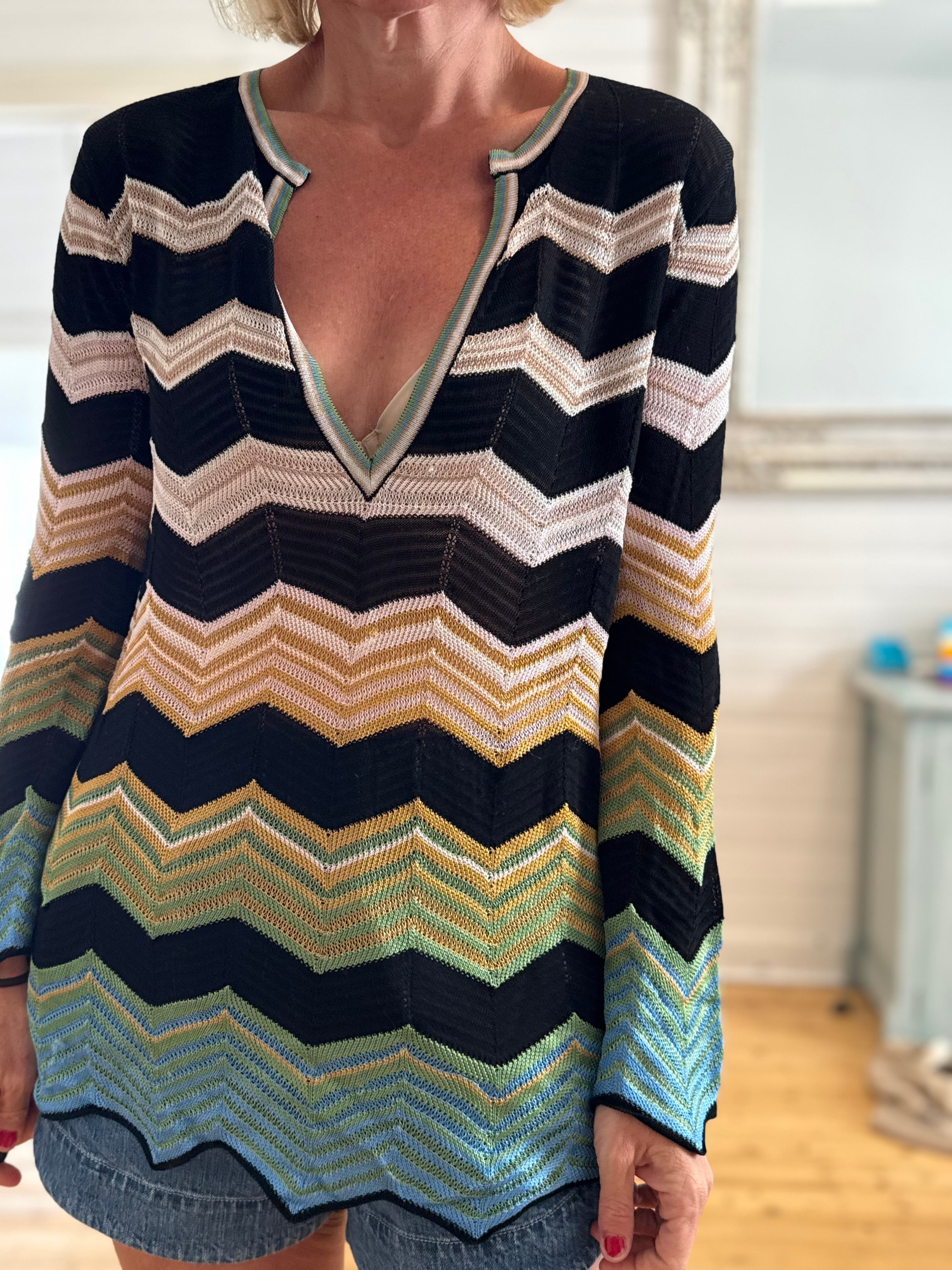 MISSONI Zigzag long sleeve knit/mini dress 42