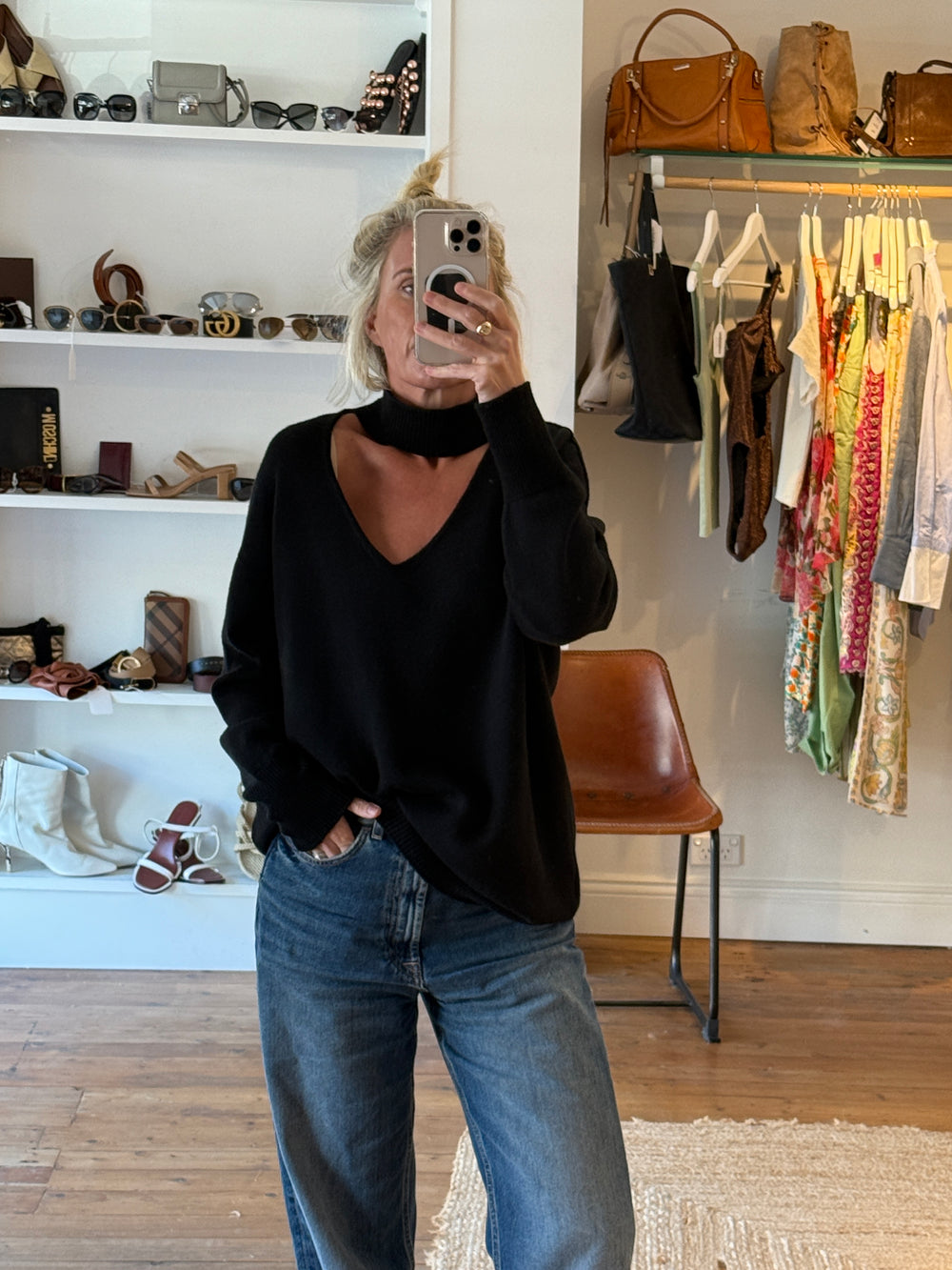 VIKTORIA & WOODS Merino wool cut out knit 1