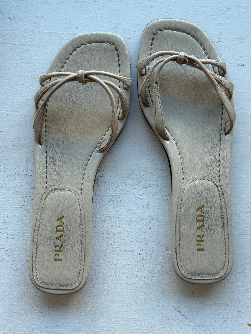 PRADA Calzature Donna Beige Flat Sandals size 39.5