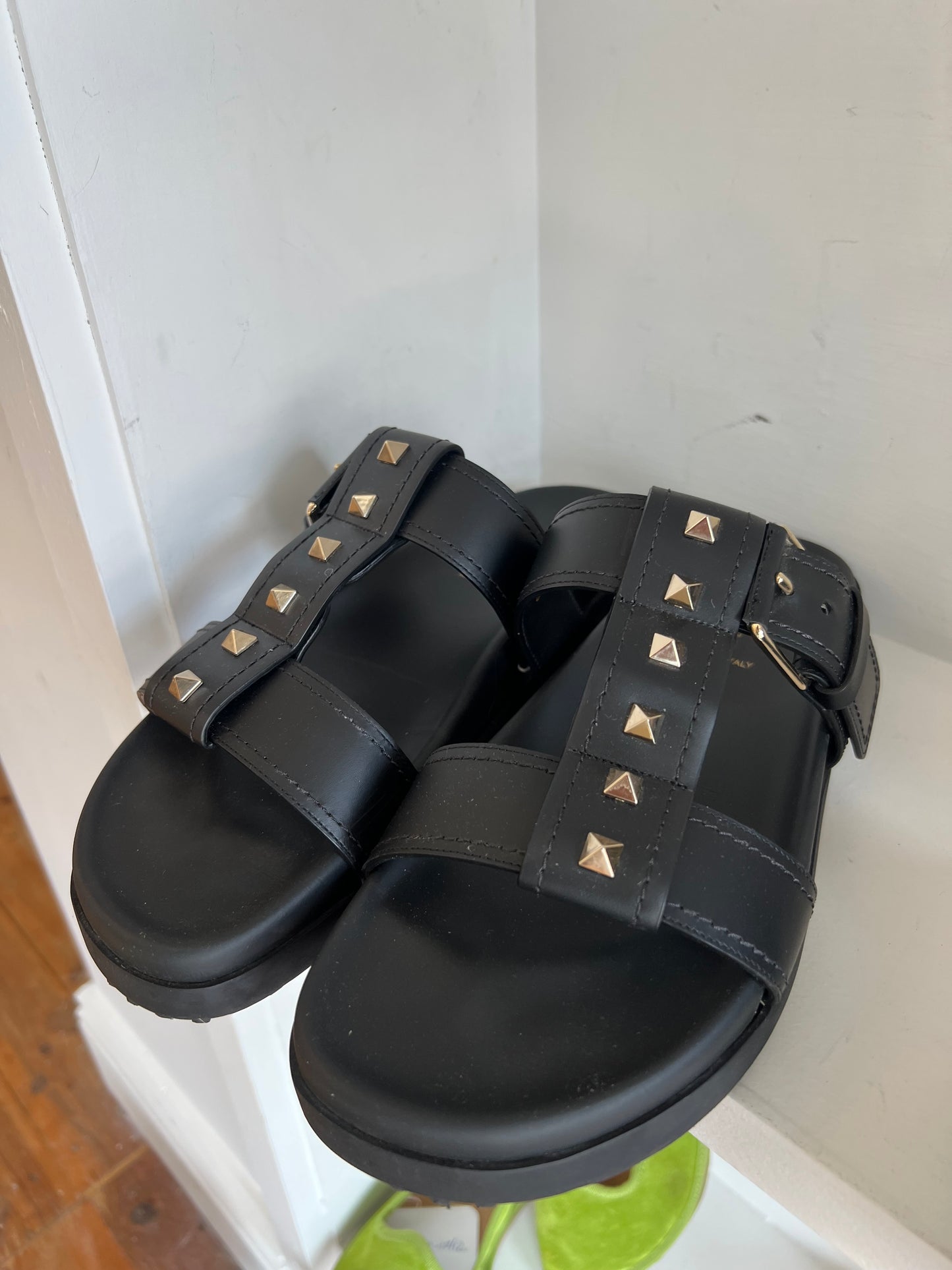 
                  
                    VALENTINO Rockstud buckled slide sandal 38
                  
                