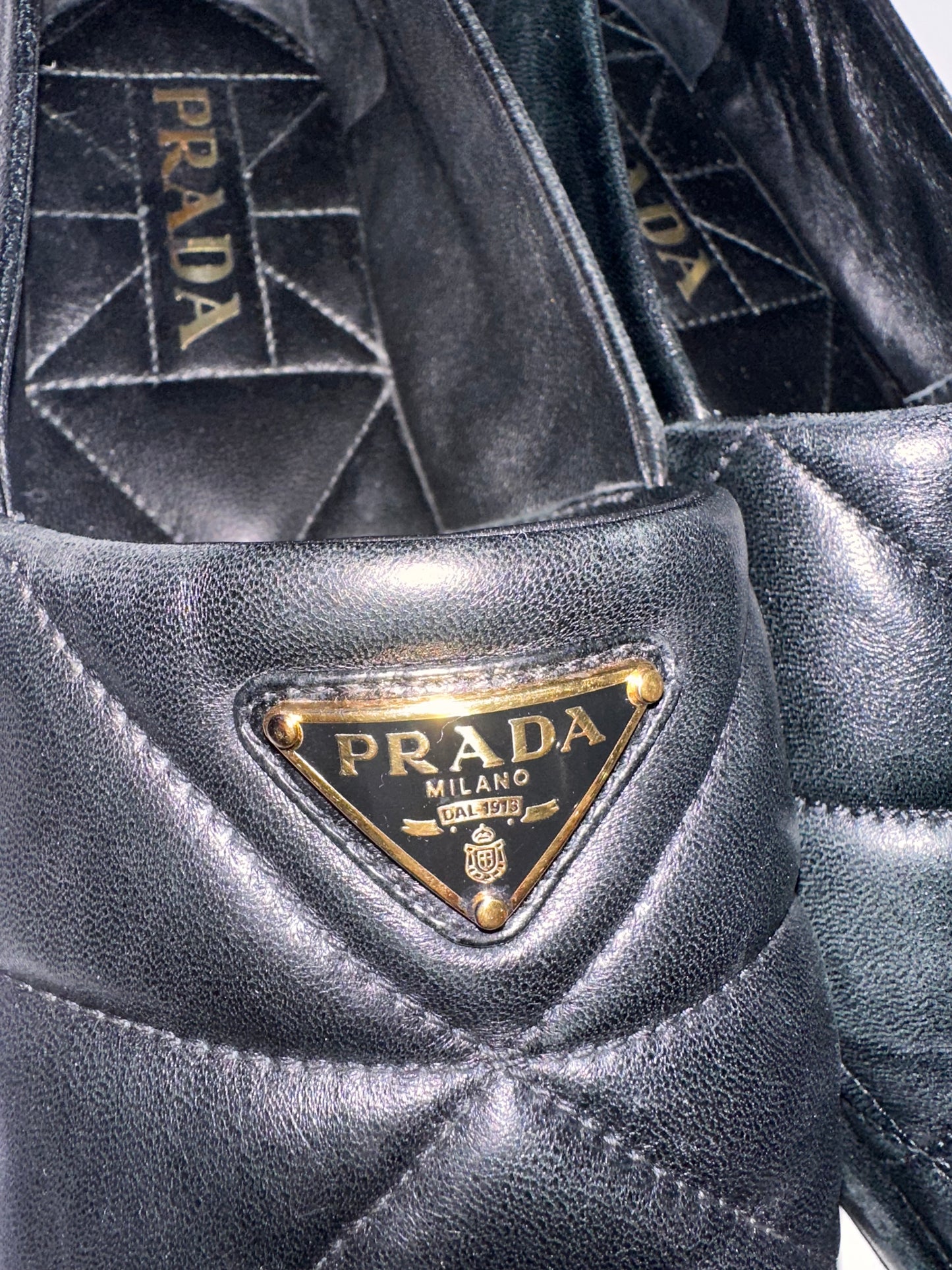 
                  
                    PRADA Logo Quilted Slippers 37
                  
                