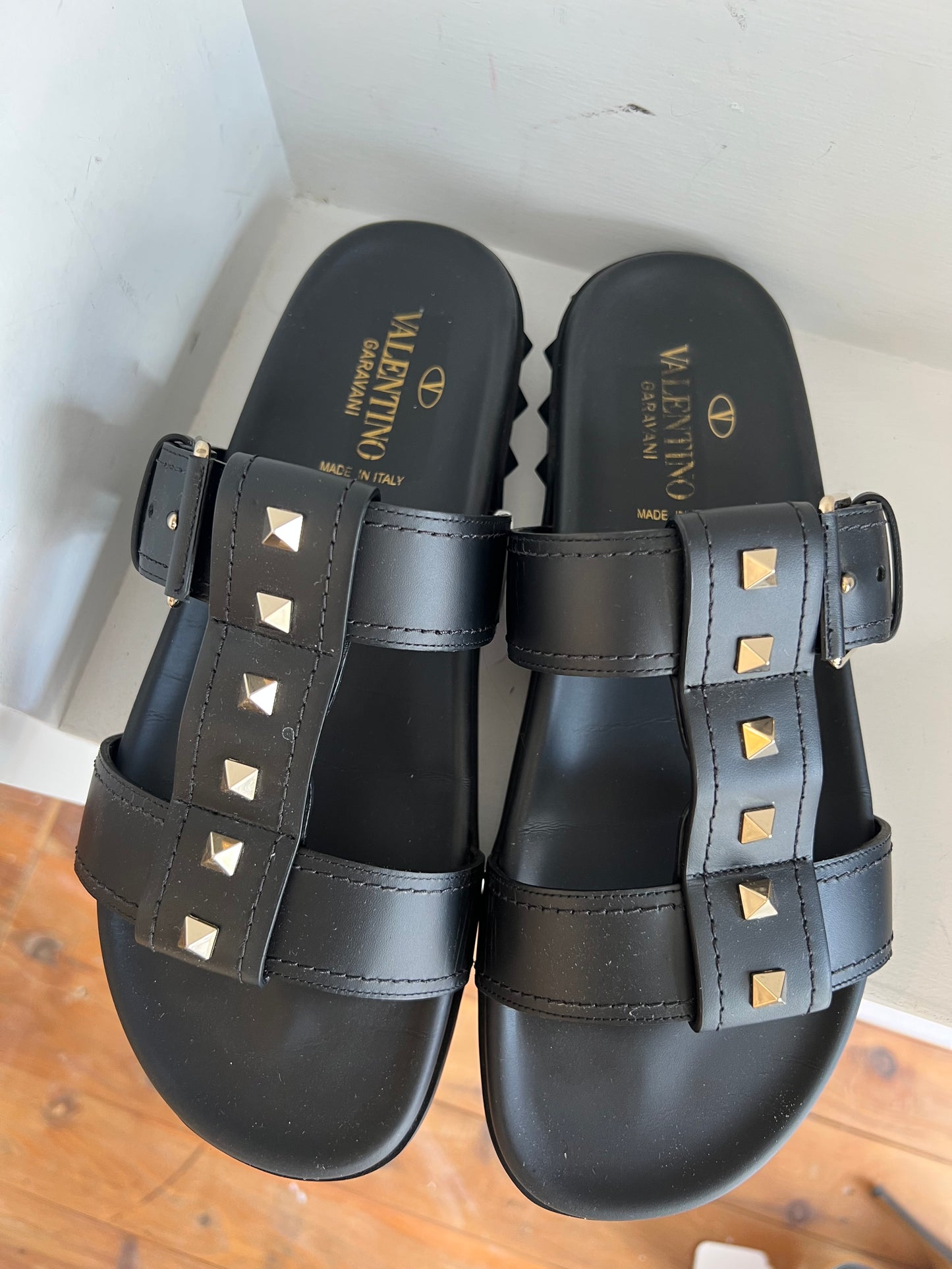 
                  
                    VALENTINO Rockstud buckled slide sandal 38
                  
                