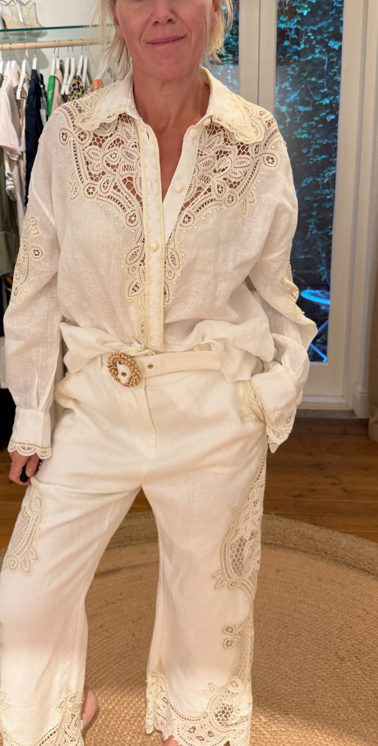 
                  
                    ZIMMERMANN Ecru linen pants with lace details 2
                  
                
