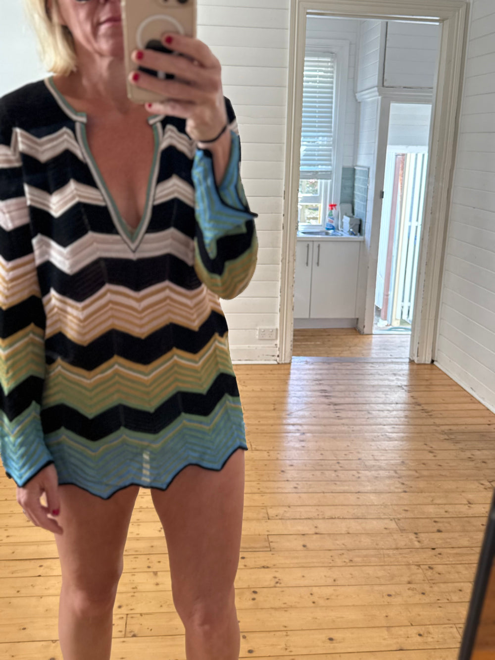 MISSONI Zigzag long sleeve knit/mini dress 42