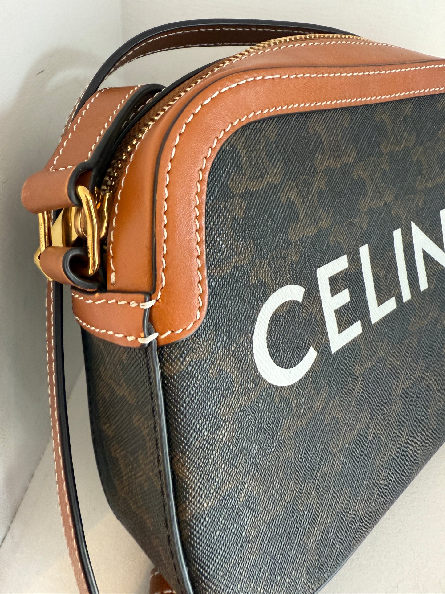 
                  
                    CELINE Tan Triomphe canvas small camera bag
                  
                
