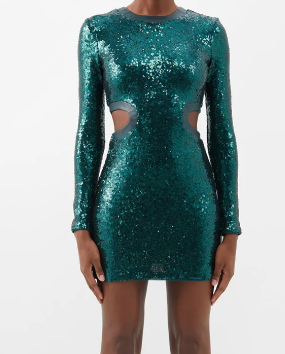 STAUD Dolce side cut-out sequinned mini dress Large