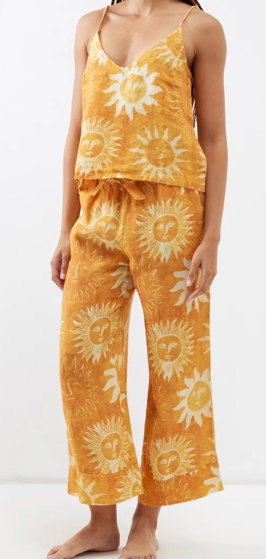 DESMOND & DEMPSEY Sun print linen Pyjamas Medium