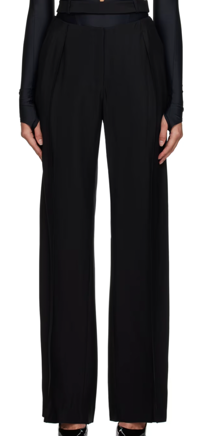 MUGLER	Black fluid trousers 36