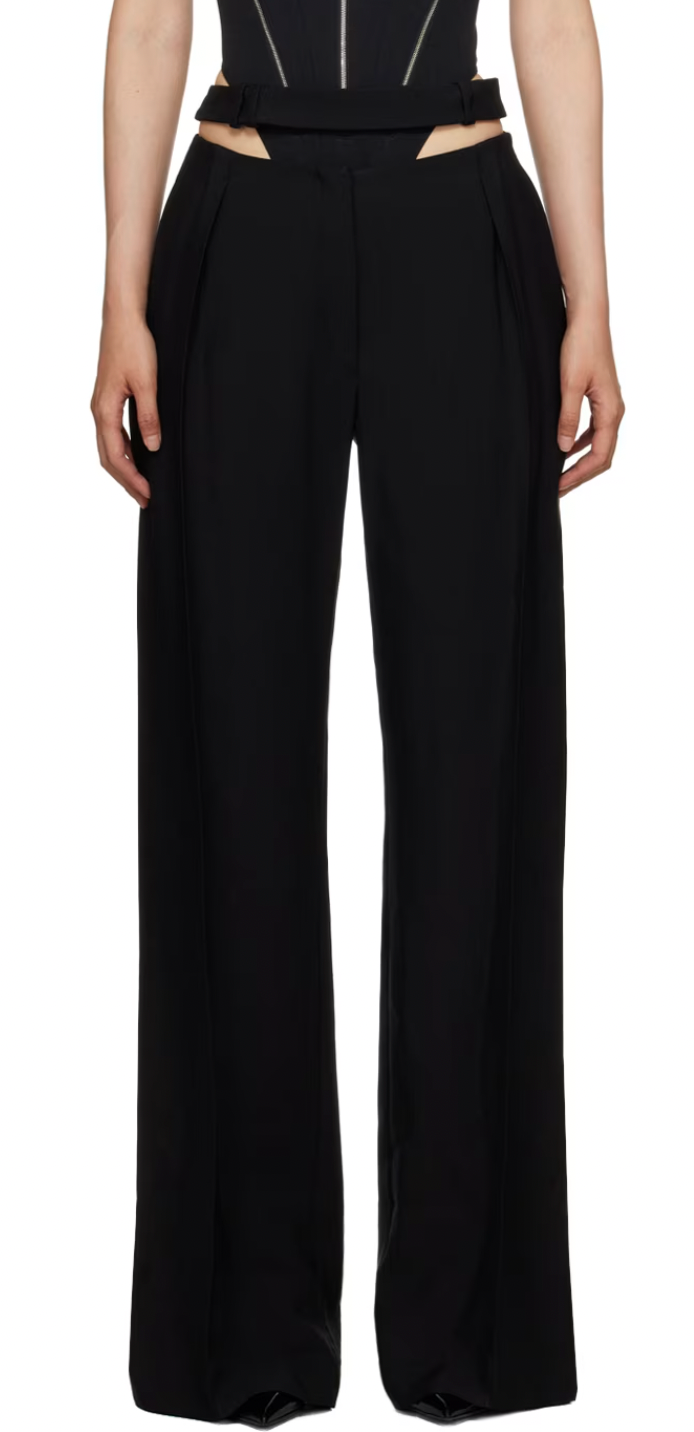 
                  
                    MUGLER	Black fluid trousers 36
                  
                