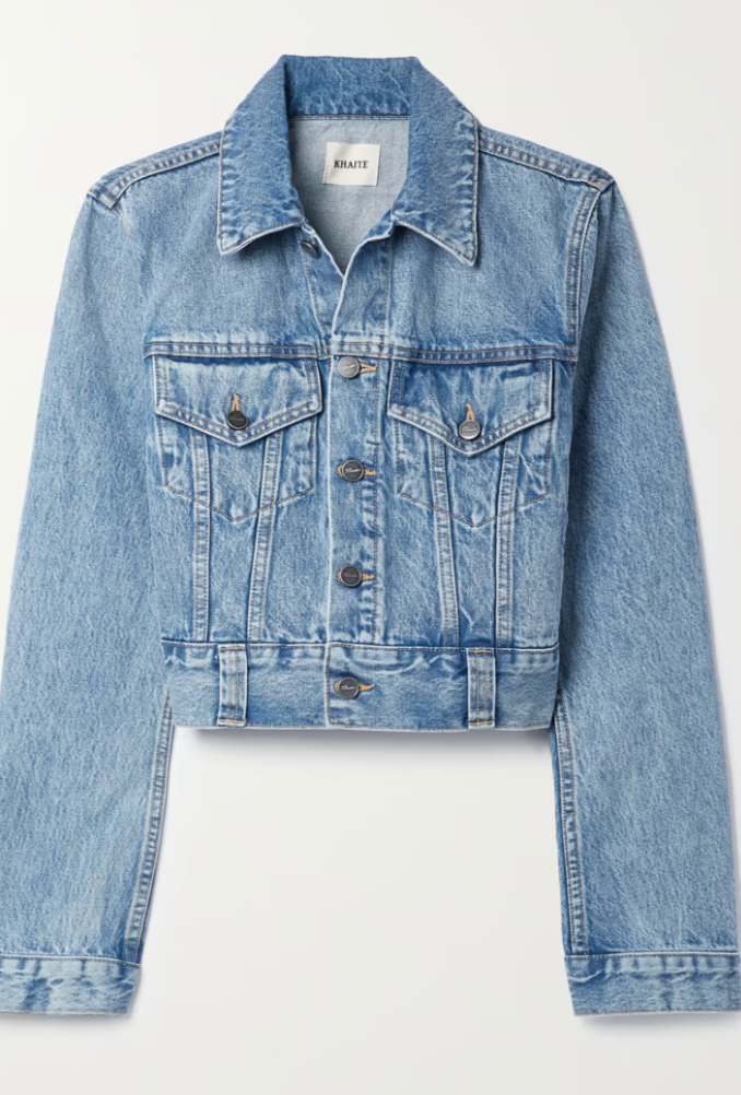 KHAITE Rizzo Denim Cropped Jacket Medium