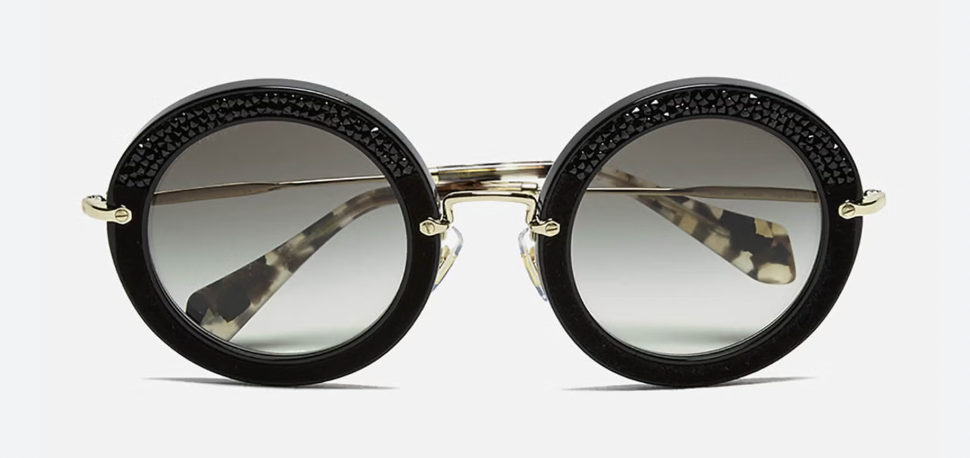 MIU MIU Round Crystal Studded Sunglasses