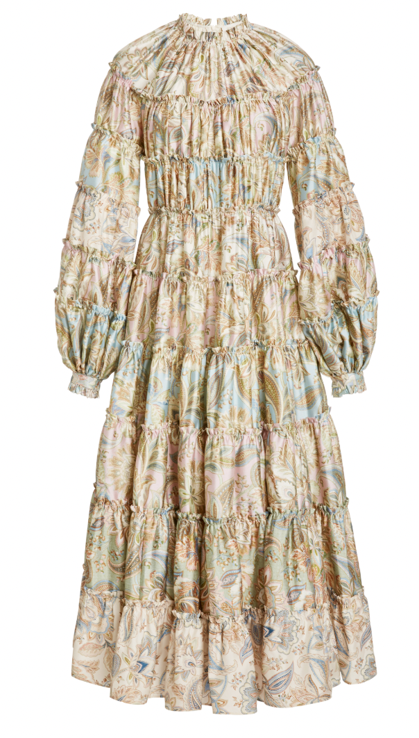 ZIMMERMANN Ladybettle Tiered Paisley wool/silk Dress 0