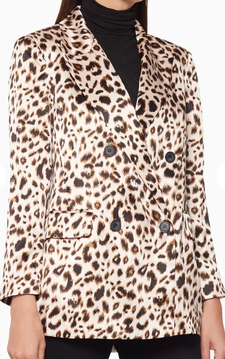 L’AGENCE Taryn Double Breasted Leopard Blazer 0