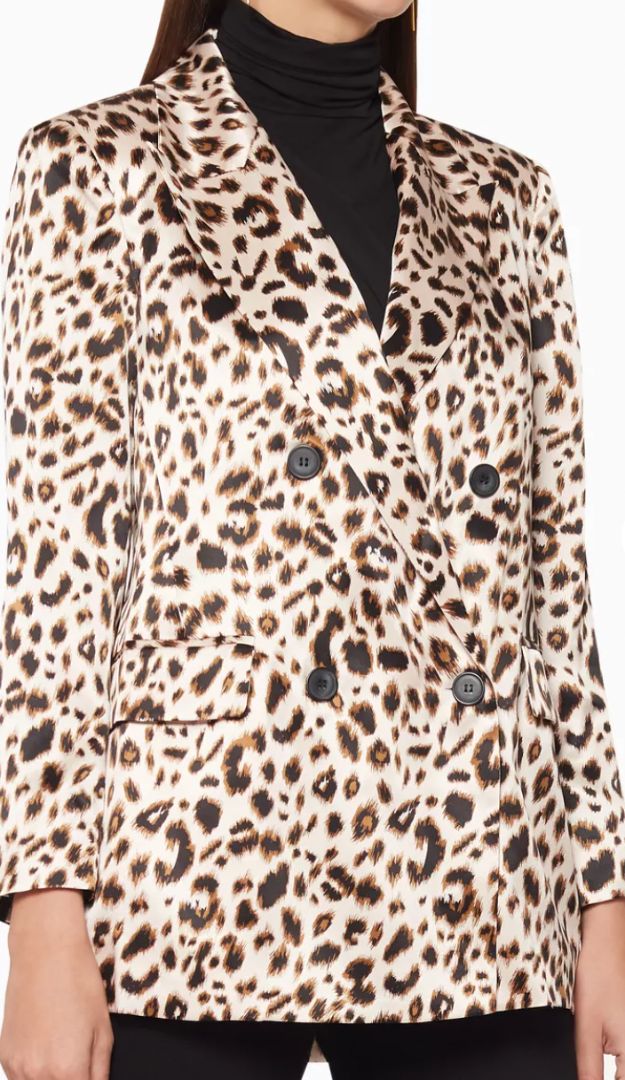 
                  
                    L’AGENCE Taryn Double Breasted Leopard Blazer 0
                  
                