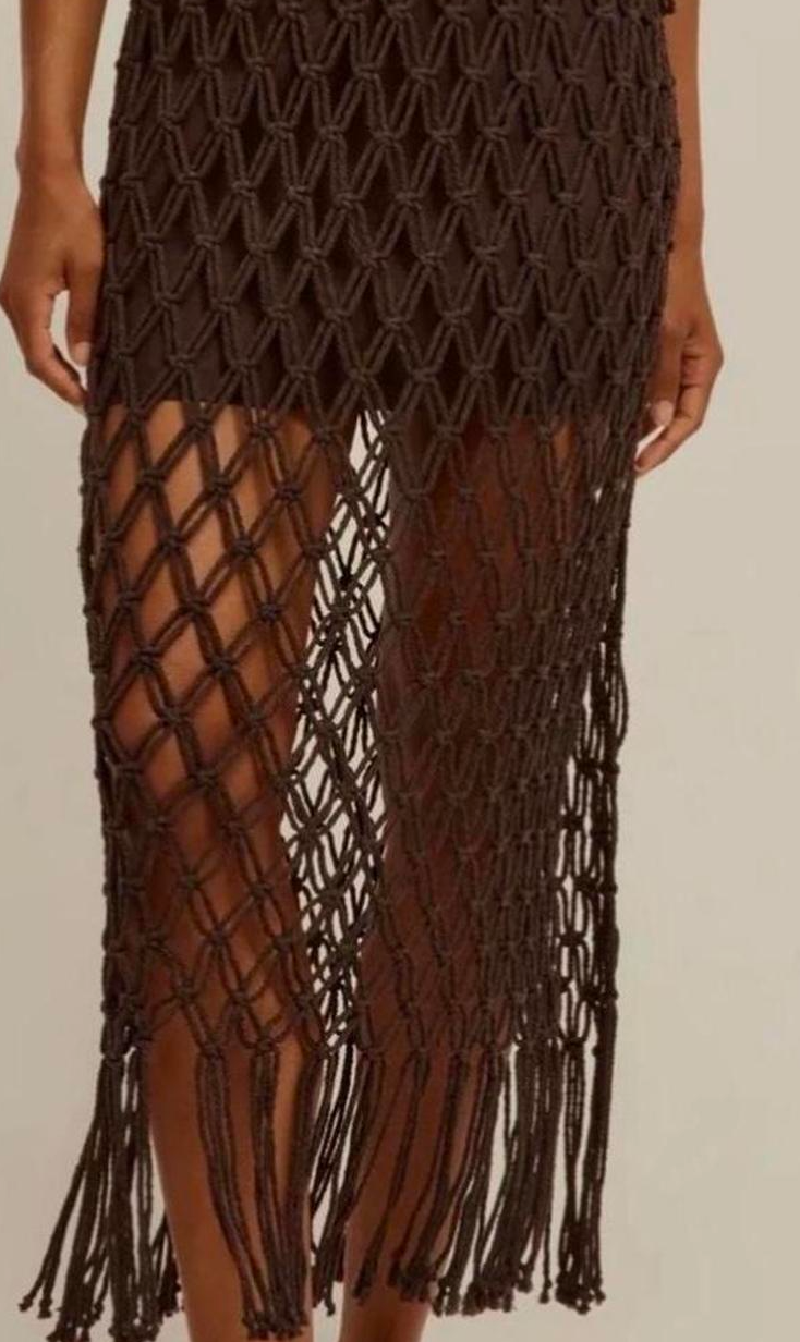 VENROY	Macrame midi skirt Medium