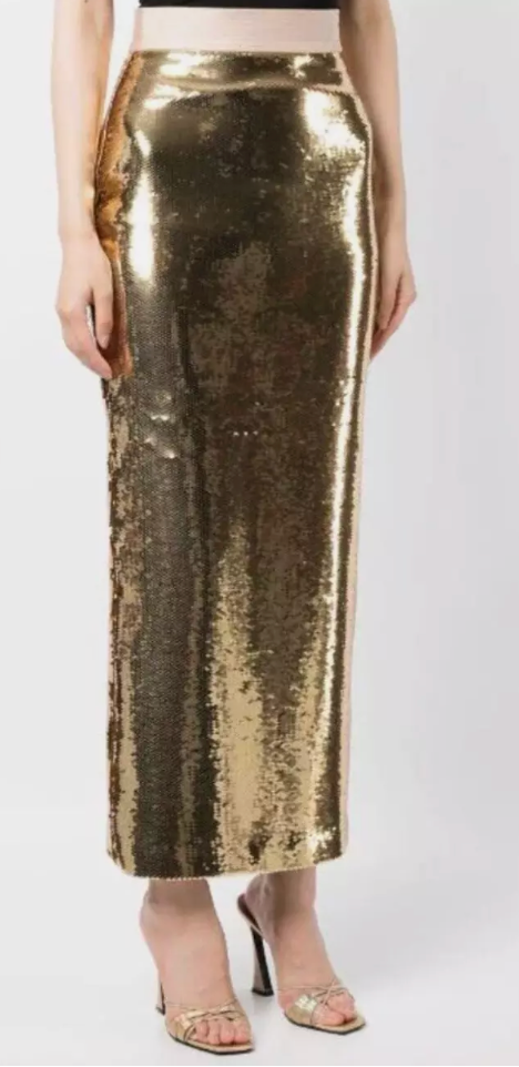 ALEX PERRY Denton sequins embellished maxi skirt 6