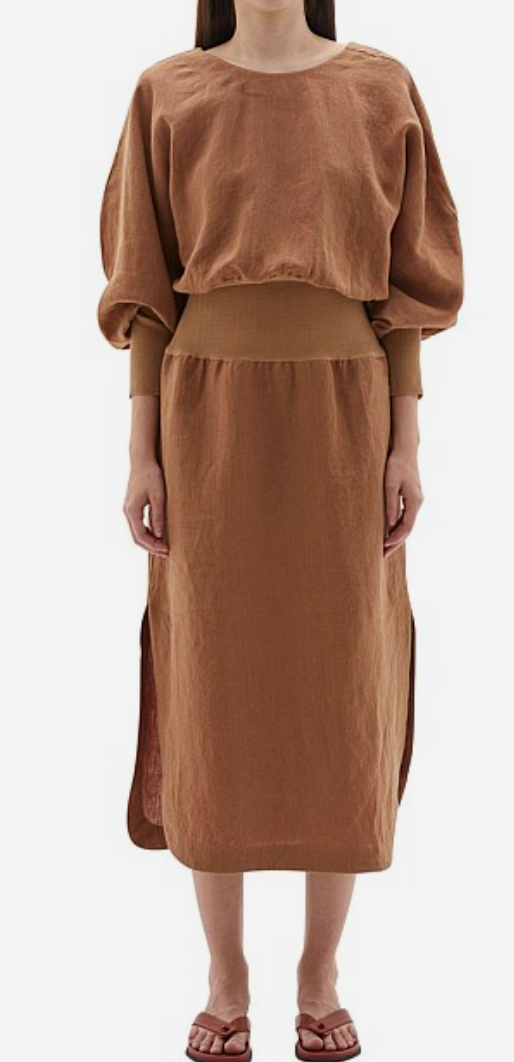 BASSIKE Linen Balloon Sleeve Dress 0