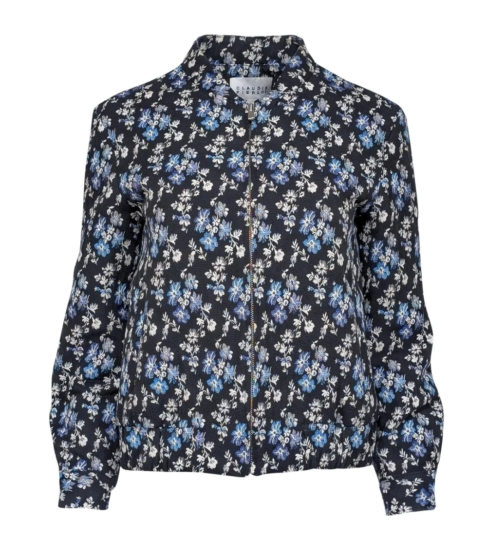 CLAUDIE PIERLOT Navy floral print floral bomber 36