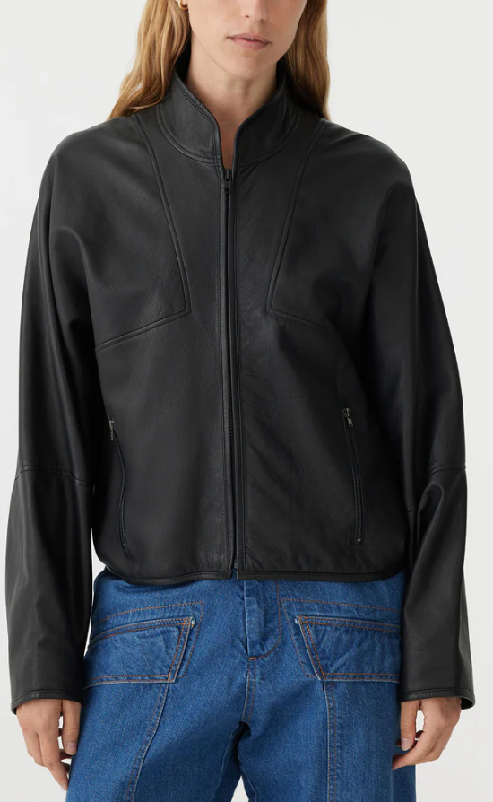 BASSIKE Leather Patch Detail Bomber 0