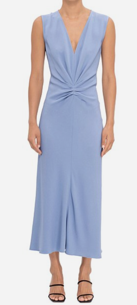 VICTORIA BECKHAM Sleeveless Gathered Waist Midi Dress 10